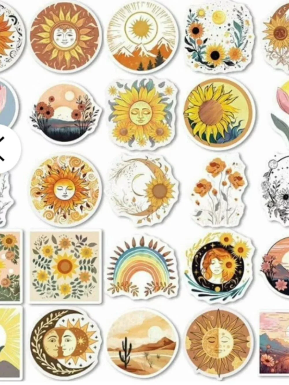 HOME: 50pcs Plant-Theme Waterproof Sun Stickers